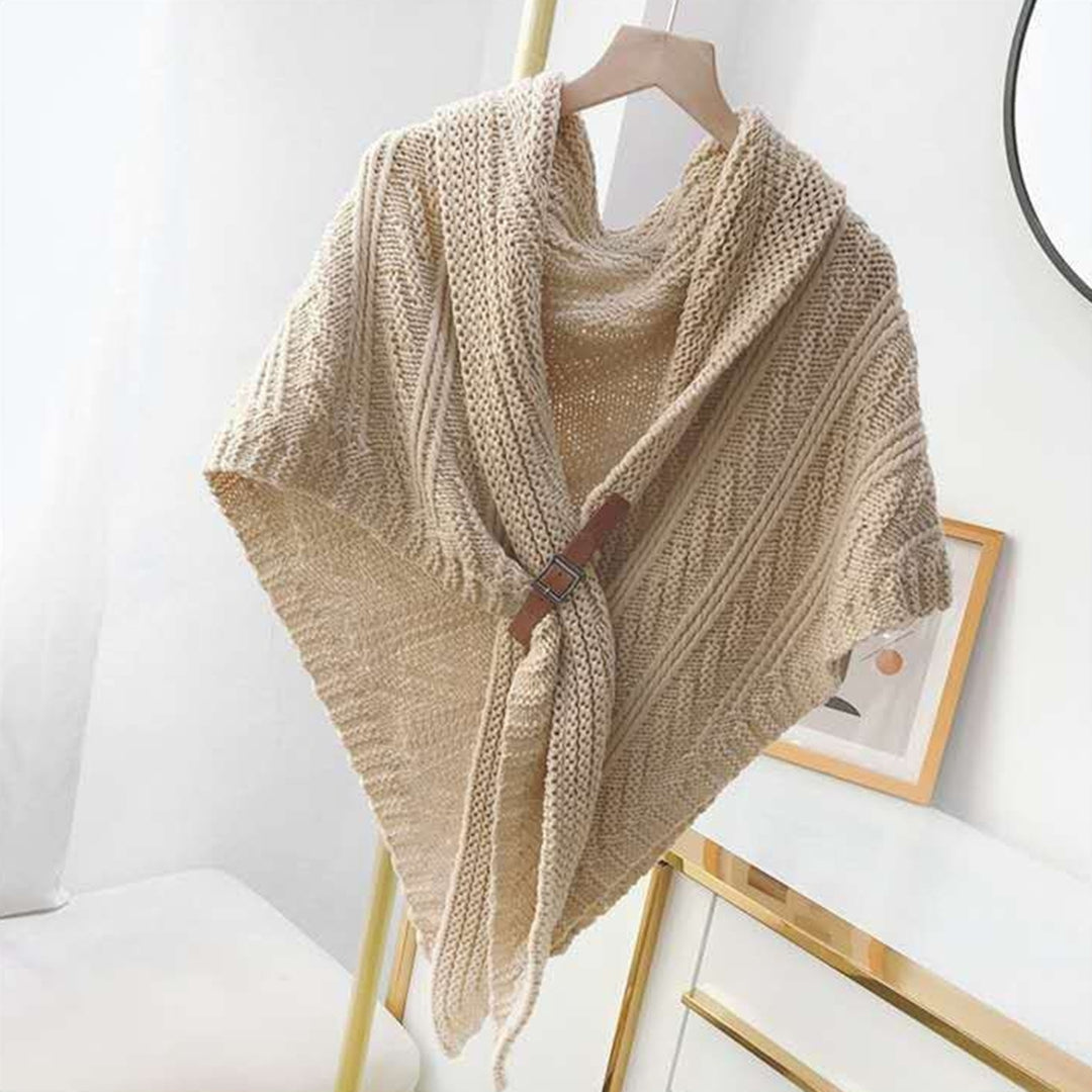 Women Shawl Tippet Knitting Solid Color Triangle Soft Keep Warm Lightweight Washable Winter Ponchos for Dating Image 12