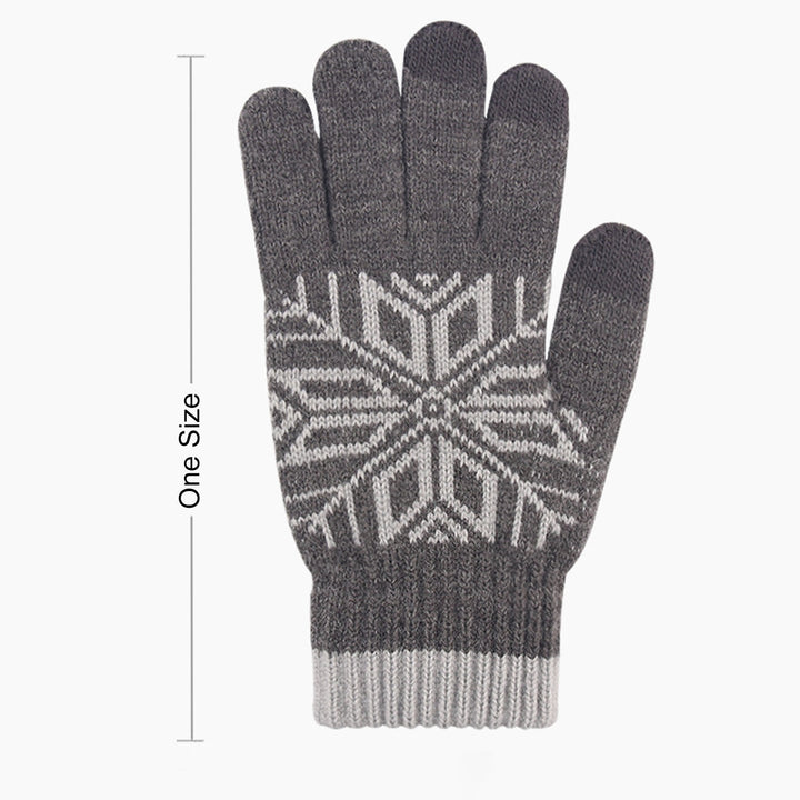 1 Pair Ridding Gloves Non-slip Touch Screen Full Fingers Snowflake Print Plush Keep Warm Elastic Thicken Winter Gloves Image 8