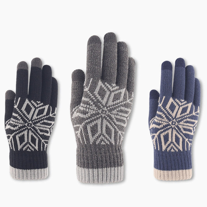1 Pair Ridding Gloves Non-slip Touch Screen Full Fingers Snowflake Print Plush Keep Warm Elastic Thicken Winter Gloves Image 12