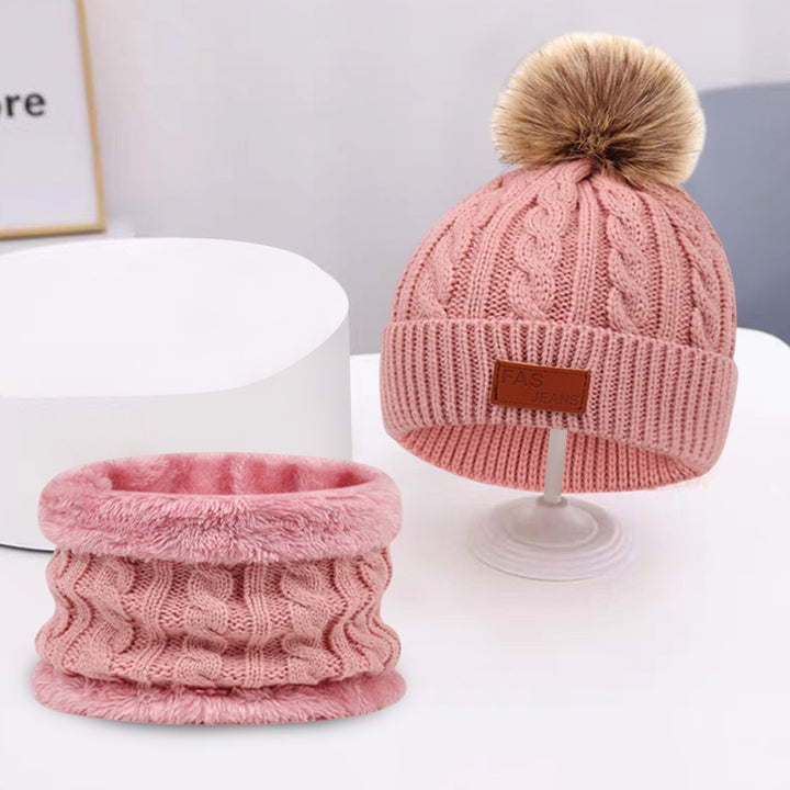 1 Set 1-5 Years Baby Hat Scarf Gloves Plush Ball Twist Pattern Solid Color Knitted Hat Set Autumn Winter Stretchy No Image 10