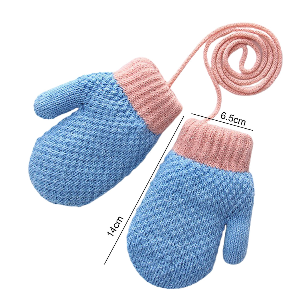 1 Pair Toddler Mittens Anti-lost Rope Soft Fleece Full Fingers Thicken Keep Warm Unisex Knitted Toddler Winter Gloves Image 9