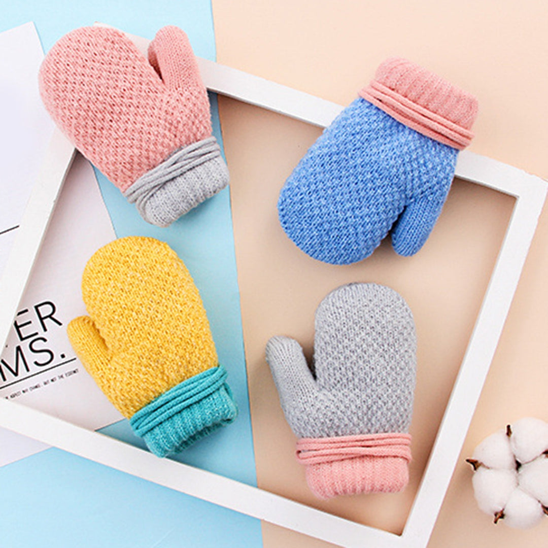 1 Pair Toddler Mittens Anti-lost Rope Soft Fleece Full Fingers Thicken Keep Warm Unisex Knitted Toddler Winter Gloves Image 10