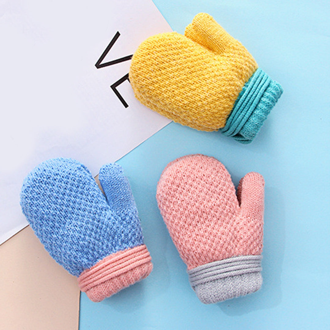 1 Pair Toddler Mittens Anti-lost Rope Soft Fleece Full Fingers Thicken Keep Warm Unisex Knitted Toddler Winter Gloves Image 11