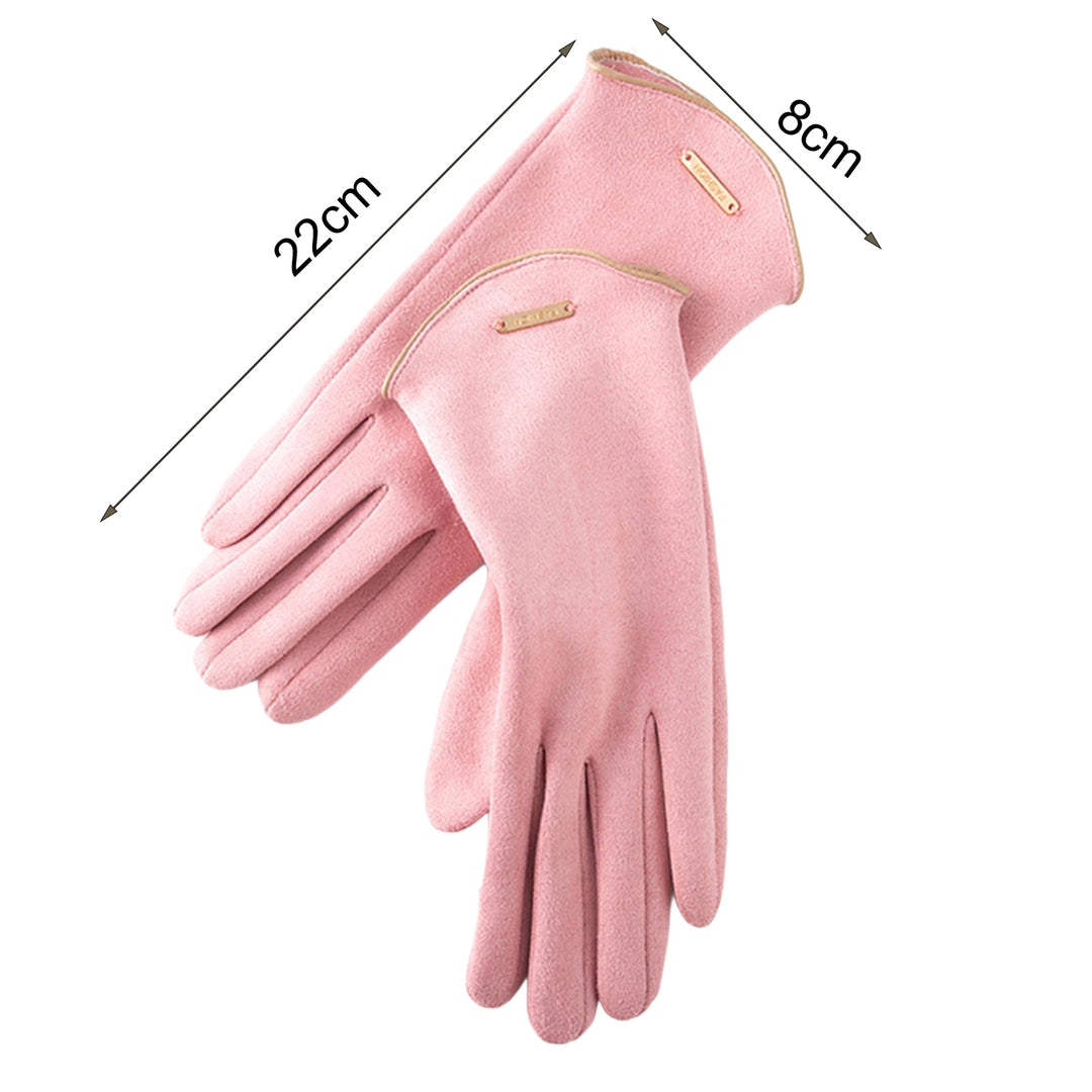 1 Pair Women Cycling Gloves Soft Solid Color Full Fingers Touch Screen Plush Windproof Thick Regular Fit Women Winter Image 11