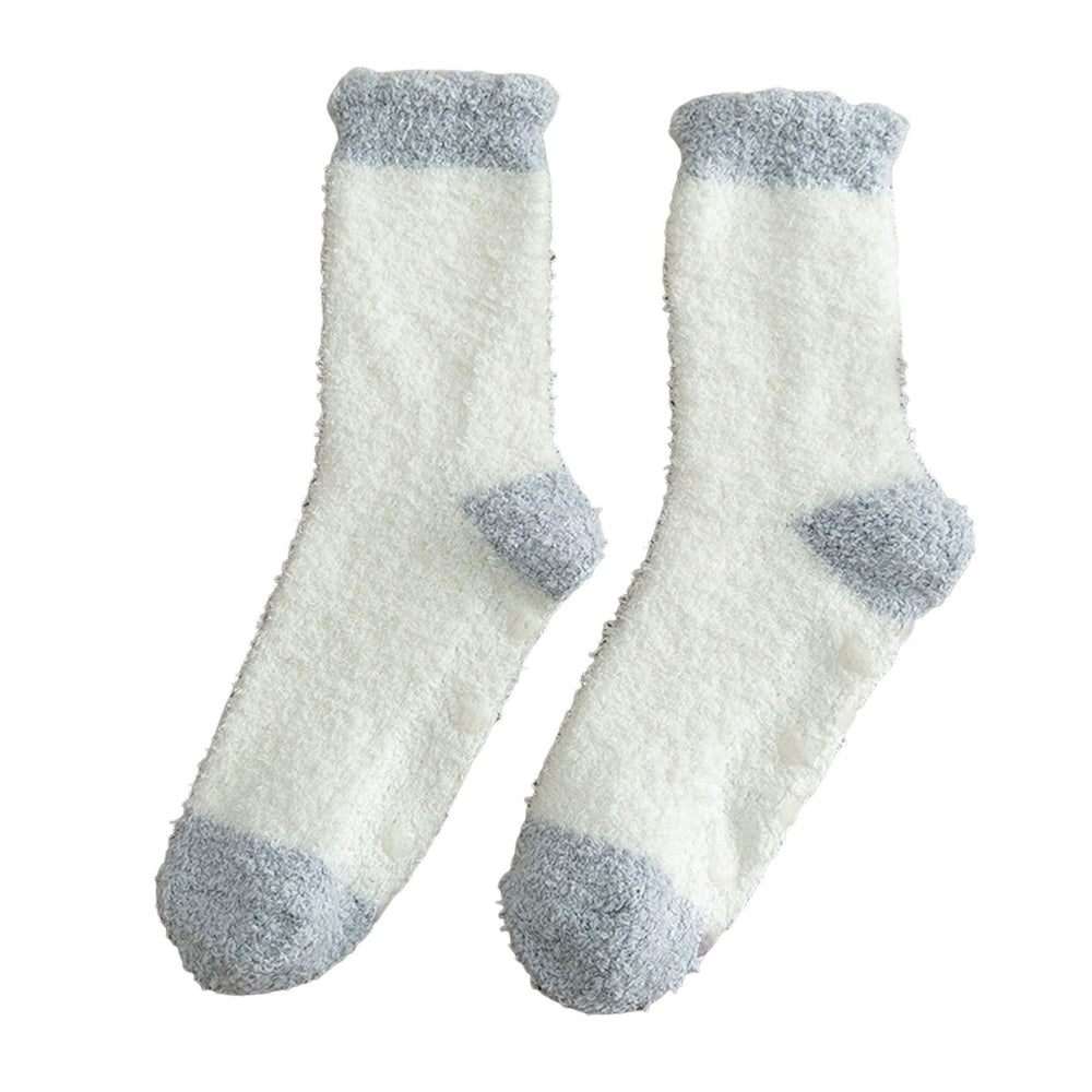 1 Pair Mid-Tube Non-slip Silicone Bottoms Unisex Socks Autumn Winter Striped Print Floor Socks Image 2