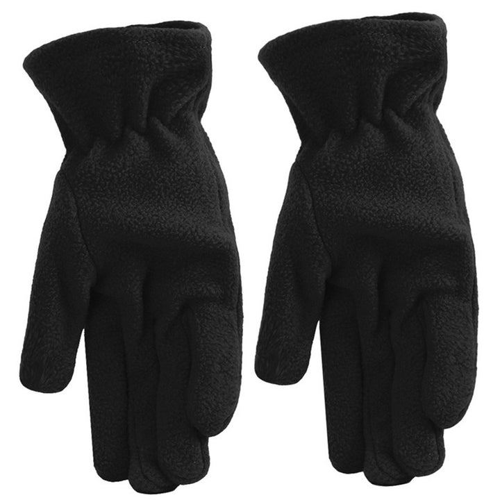 1 Pair Winter Gloves Unisex All Fingers Fleece Solid Color Washable Keep Warm Elastic Wrist Camping Ridding Gloves for Image 1