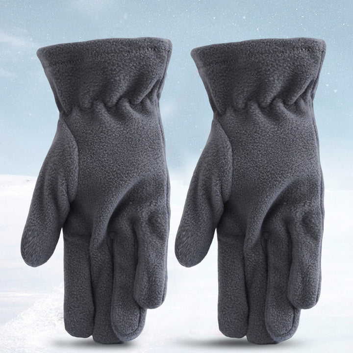 1 Pair Winter Gloves Unisex All Fingers Fleece Solid Color Washable Keep Warm Elastic Wrist Camping Ridding Gloves for Image 7
