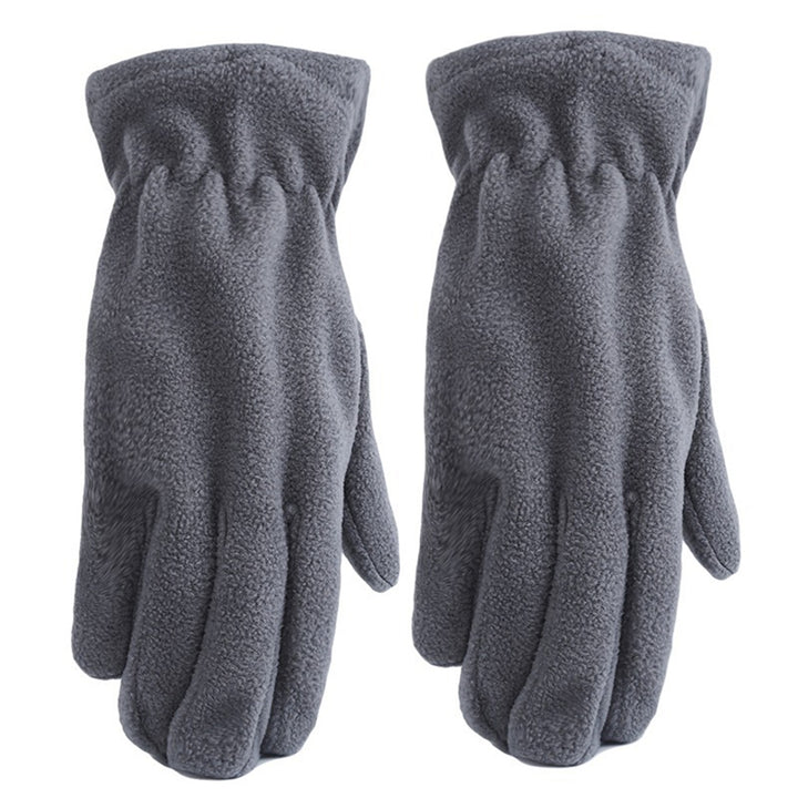 1 Pair Winter Gloves Unisex All Fingers Fleece Solid Color Washable Keep Warm Elastic Wrist Camping Ridding Gloves for Image 10