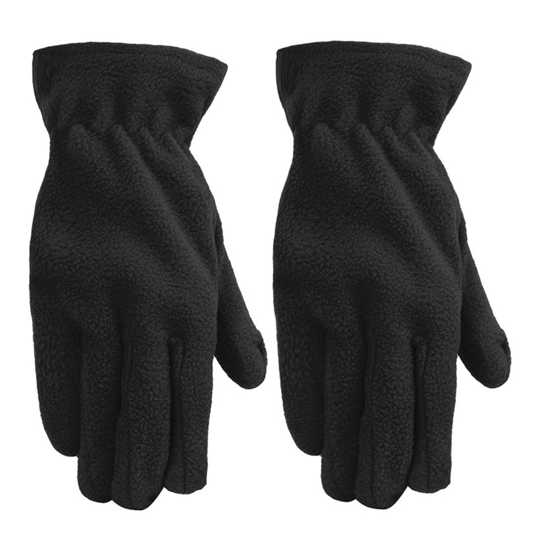 1 Pair Winter Gloves Unisex All Fingers Fleece Solid Color Washable Keep Warm Elastic Wrist Camping Ridding Gloves for Image 11