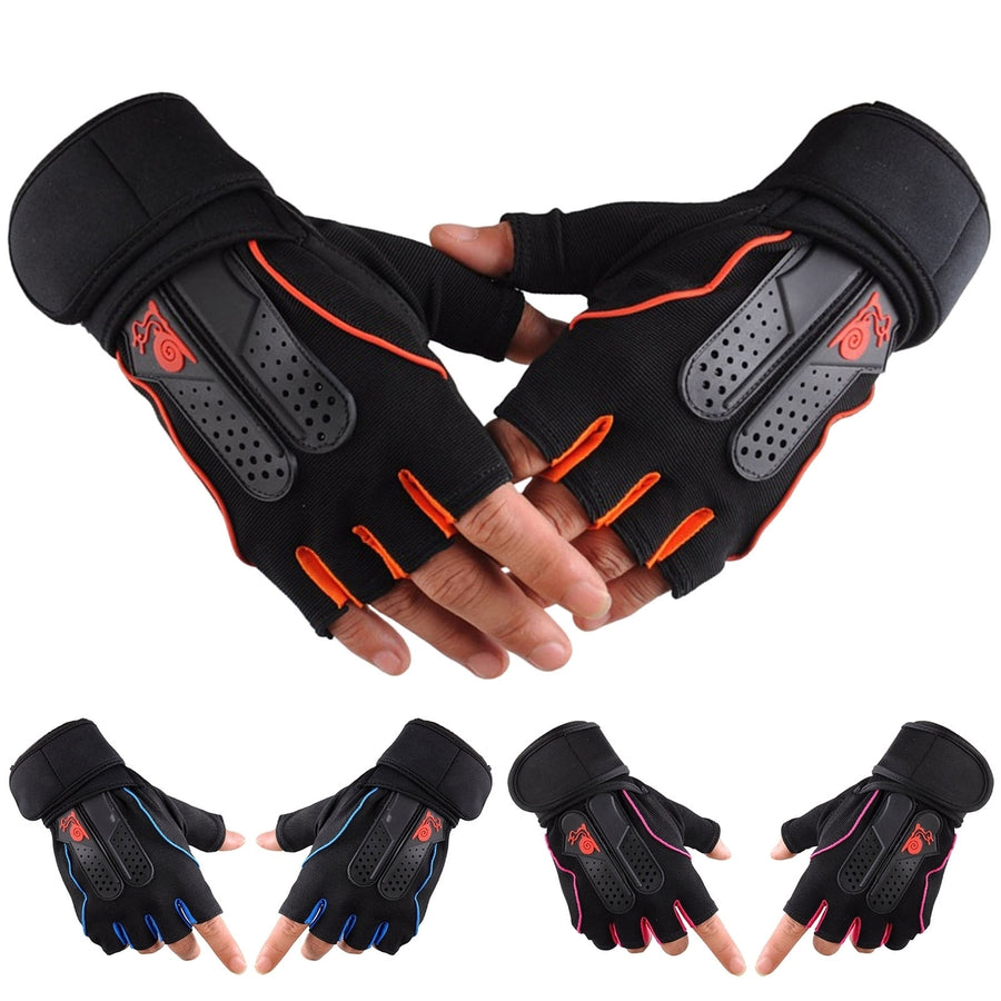 1 Pair Breathable Holes Wrist Protection Adjustable Fasten Tape Fitness Gloves Unisex Half Finger Sports Gym Gloves Image 1