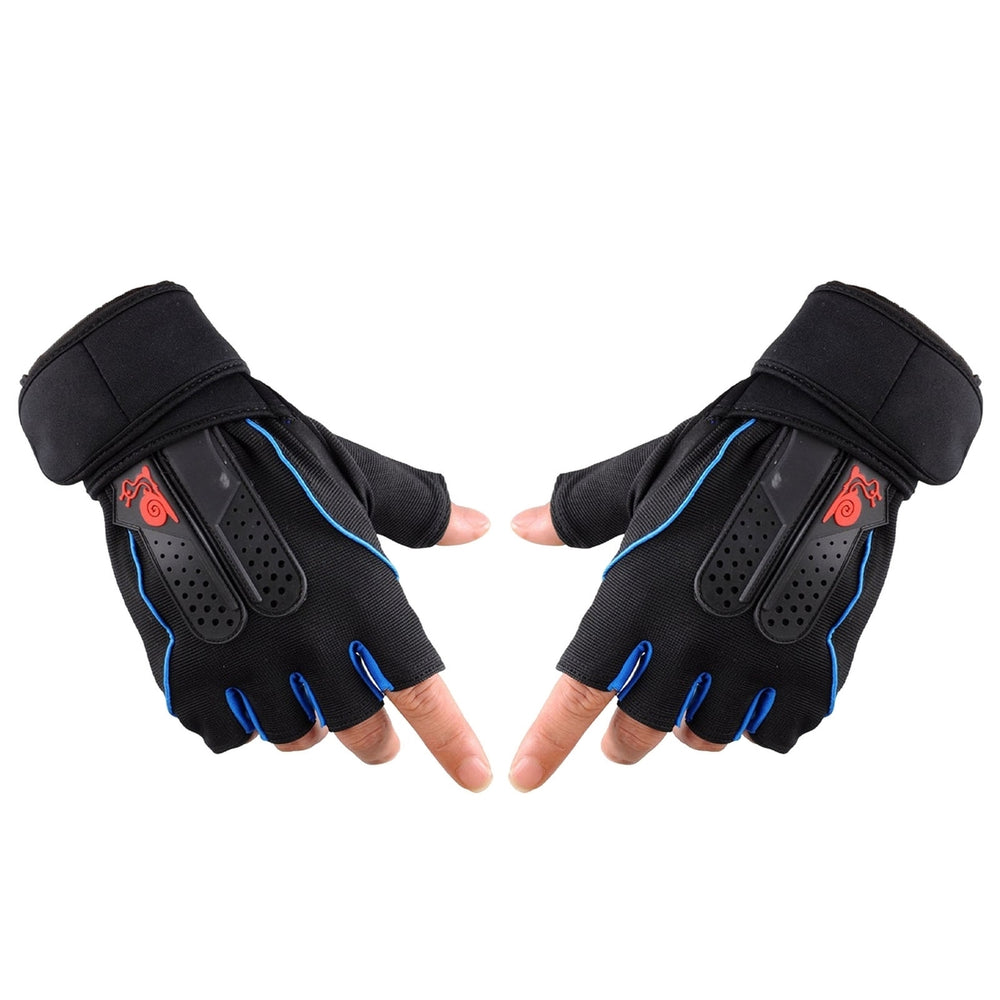 1 Pair Breathable Holes Wrist Protection Adjustable Fasten Tape Fitness Gloves Unisex Half Finger Sports Gym Gloves Image 2
