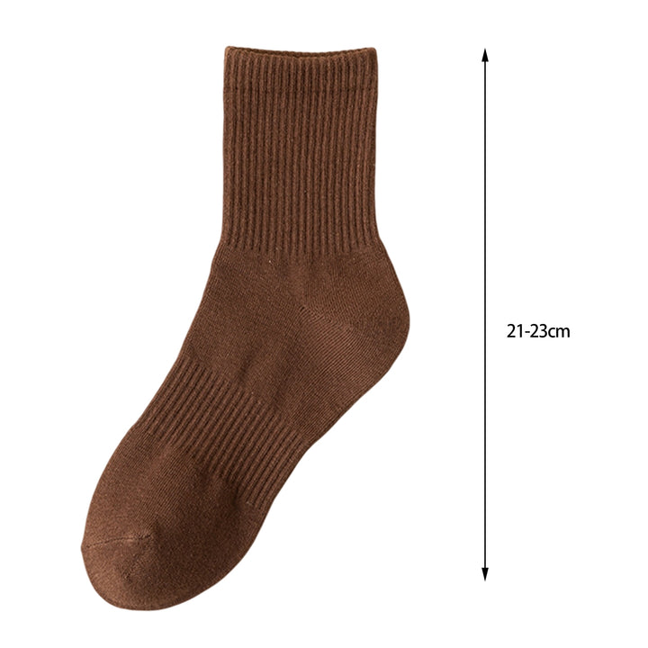 1 Pair Autumn Winter Unisex Socks Middle Tube Solid Color Moisture Absorption Stretchy Men Women Knitted Socks for Daily Image 11