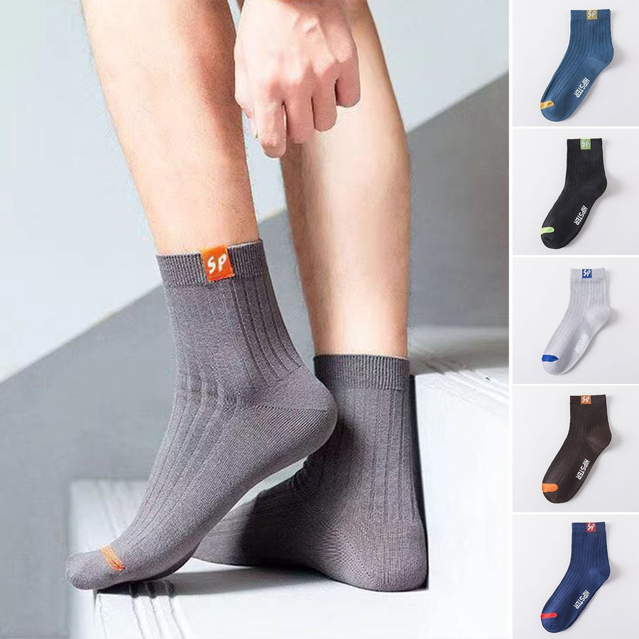 2 Pairs Unisex Socks Stretchy Solid Color Deodorant Autumn Winter Ribbed Opening Middle Tube Sports Socks for Daily Wear Image 1