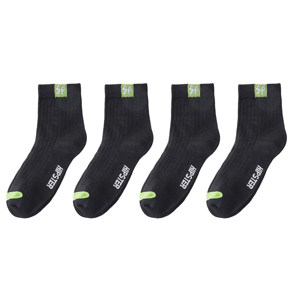 2 Pairs Unisex Socks Stretchy Solid Color Deodorant Autumn Winter Ribbed Opening Middle Tube Sports Socks for Daily Wear Image 2