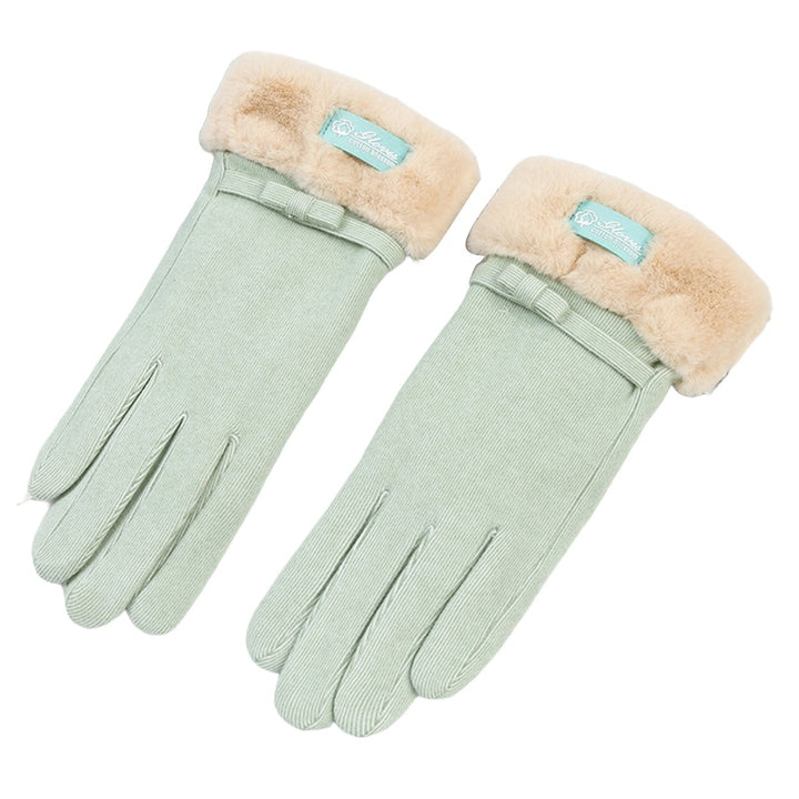 1 Pair Ridding Gloves Touch Screen Thicken Plush Full Fingers Anti-slip Keep Warm Solid Color Skiing Winter Gloves for Image 1