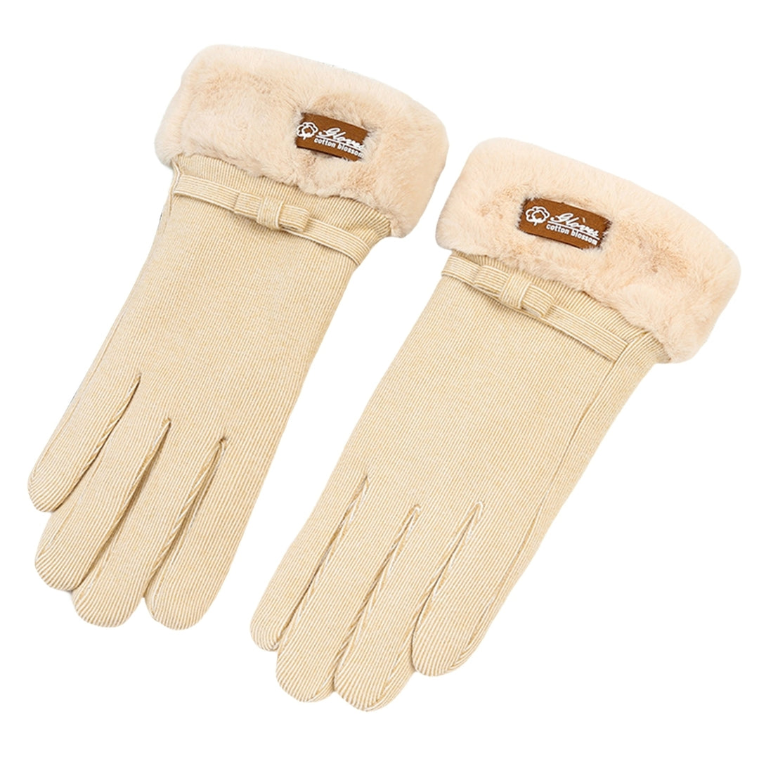 1 Pair Ridding Gloves Touch Screen Thicken Plush Full Fingers Anti-slip Keep Warm Solid Color Skiing Winter Gloves for Image 6