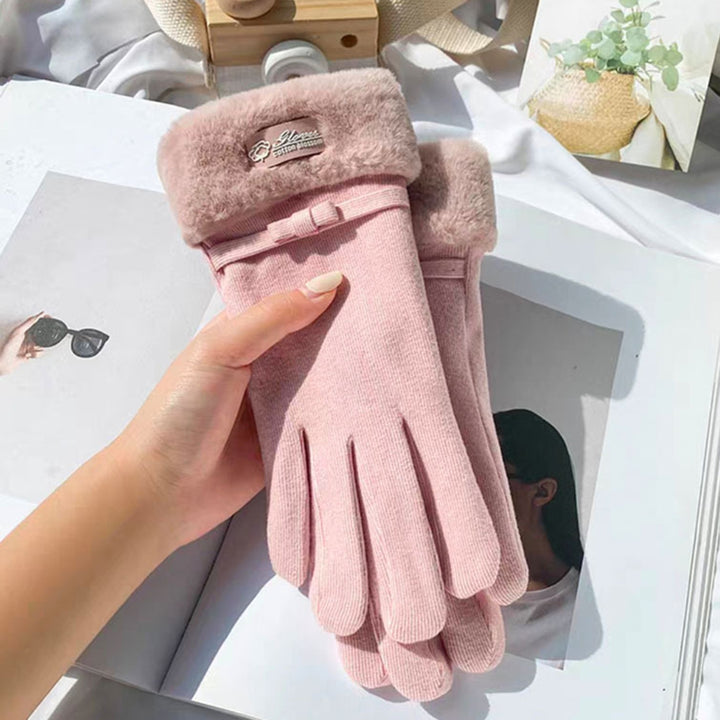 1 Pair Ridding Gloves Touch Screen Thicken Plush Full Fingers Anti-slip Keep Warm Solid Color Skiing Winter Gloves for Image 11