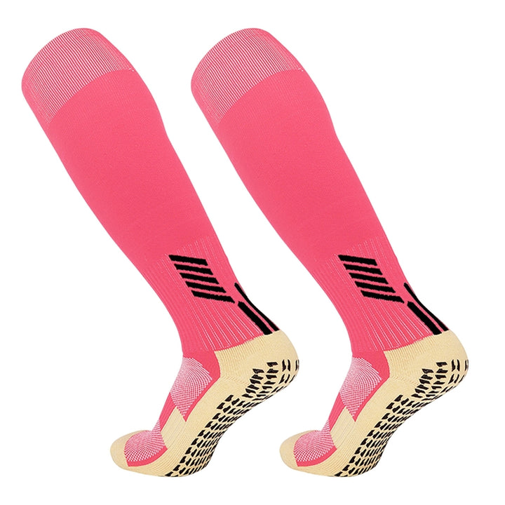 1 Pair Striped Patchwork Anti-slip Silicone Bottom Thickened Soccer Socks Unisex Elastic Cycling Fitness Knee High Tube Image 11