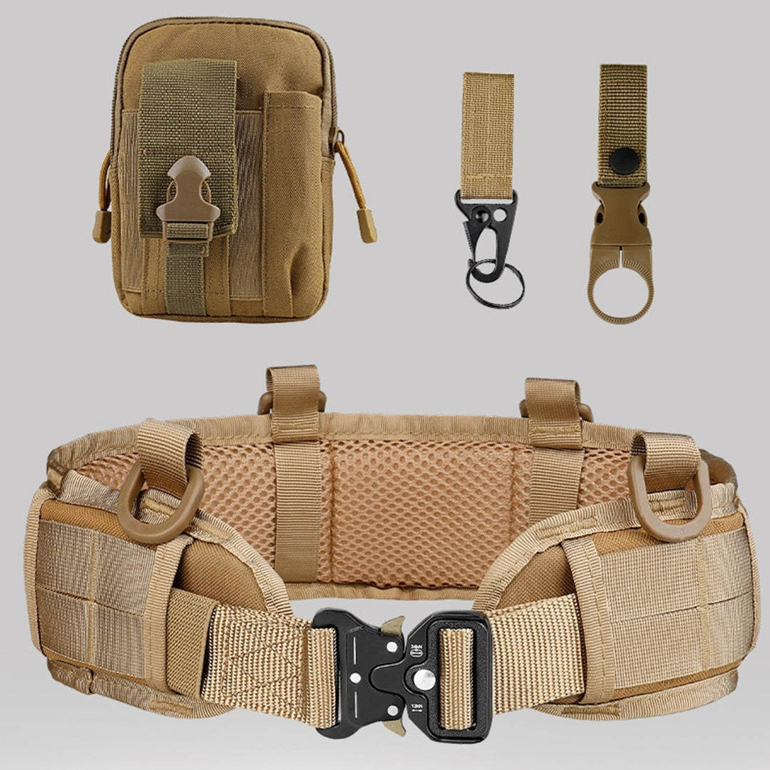 2Pcs/Set Belt Bag Set Adjustable Solid Color Mesh Buckle Good Breathability Single Circle Outdoor Work Waist Belt for Image 3