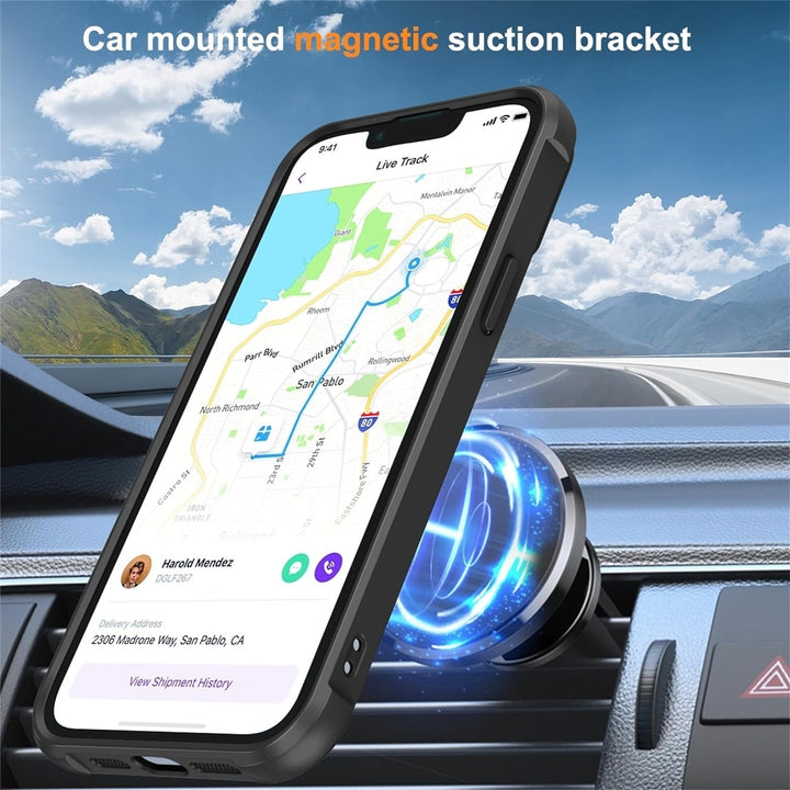 For Apple iPhone 15 Pro Max 6.7 inch Matte Magnetic Ring Stand Car Mount Holder Magsafe Wireless Charging Shockproof Image 3