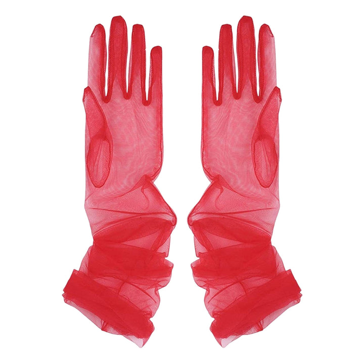1 Pair Bridal Gloves Over Sleeve Soft See-through Tulle Ultra-thin Decorative High-end Anti-slip Dress Gloves for Party Image 4