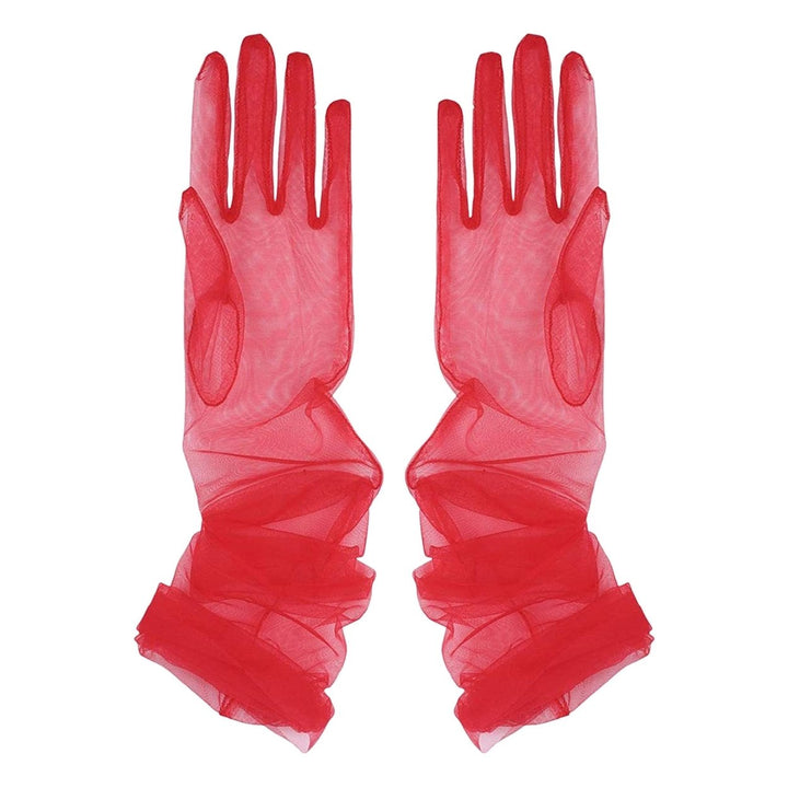 1 Pair Bridal Gloves Over Sleeve Soft See-through Tulle Ultra-thin Decorative High-end Anti-slip Dress Gloves for Party Image 1