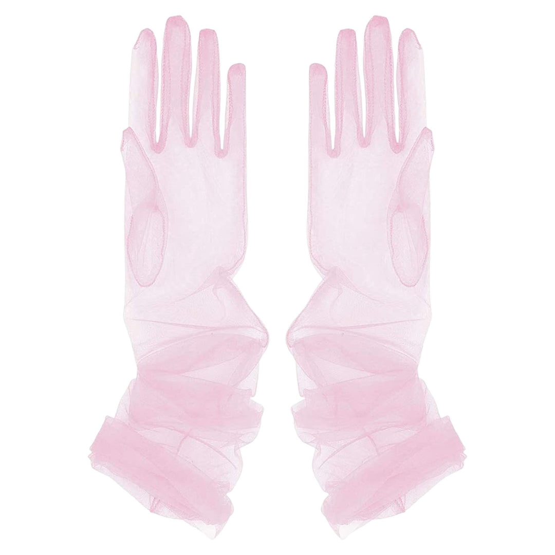 1 Pair Bridal Gloves Over Sleeve Soft See-through Tulle Ultra-thin Decorative High-end Anti-slip Dress Gloves for Party Image 4