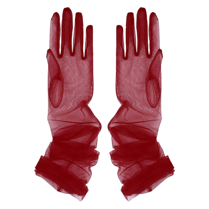 1 Pair Bridal Gloves Over Sleeve Soft See-through Tulle Ultra-thin Decorative High-end Anti-slip Dress Gloves for Party Image 7