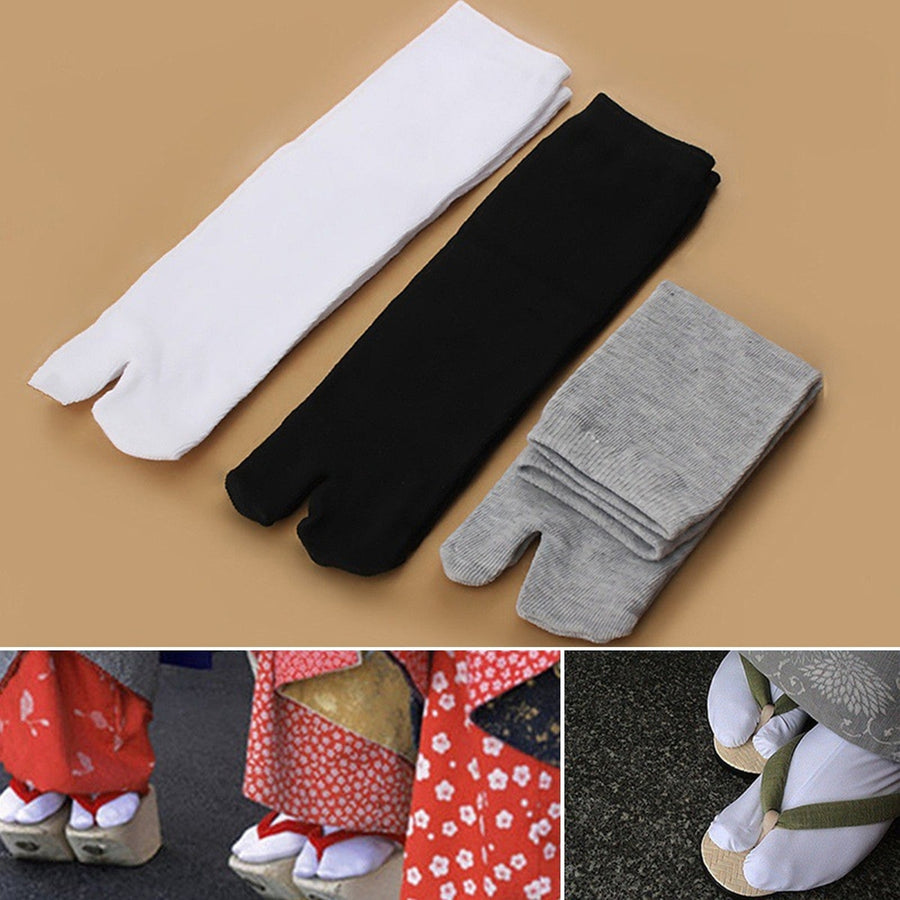 1 Pair Mid-tube Anti-skid Solid Color Unisex Socks Japanese Style Split 2 Toe Tabi Socks Image 1