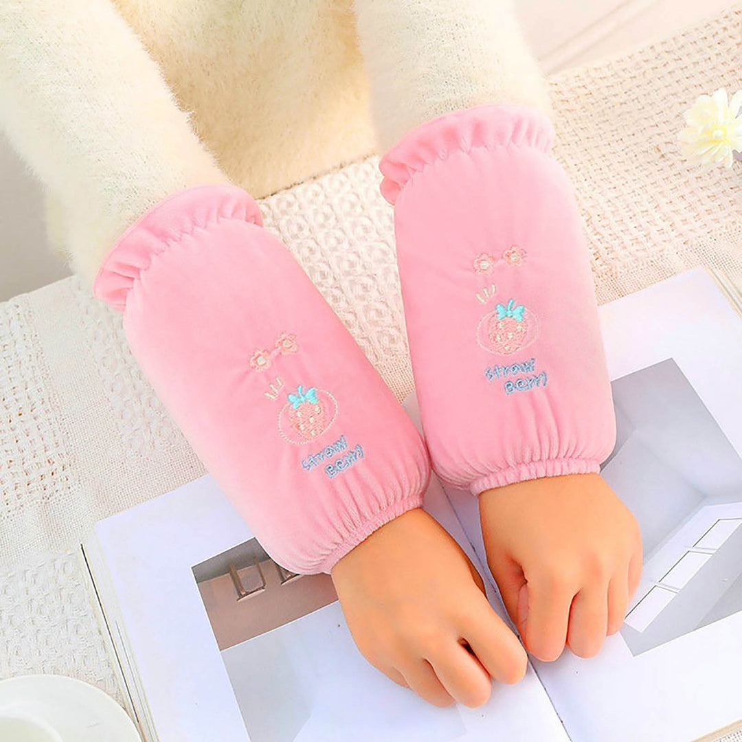 1 Pair Children Oversleeves Strawberry Flower Embroidery Anti Fouling Stain Resistant Autumn Winter Image 8