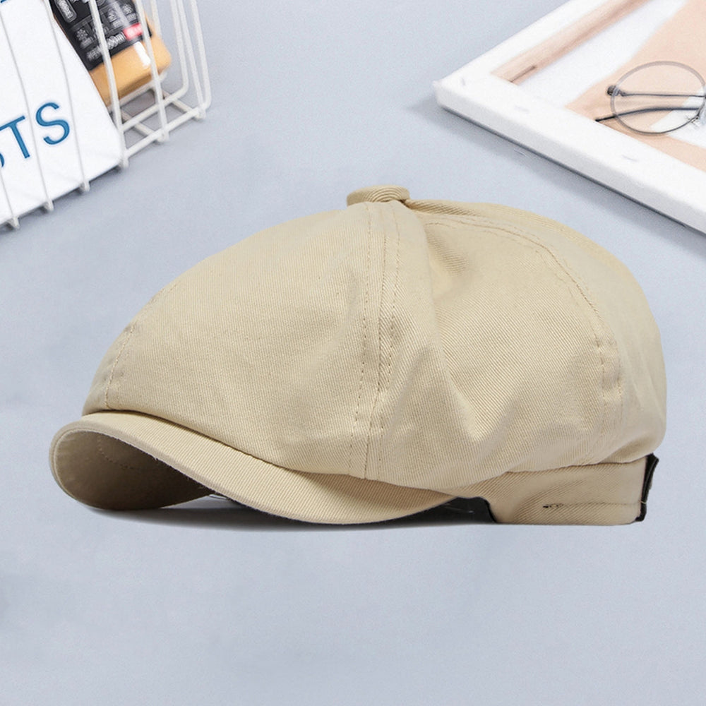Short Brim Round Dome Adjustable Beret Hat Male Retro Octagonal Painter Hat Fashion Accessories Image 2