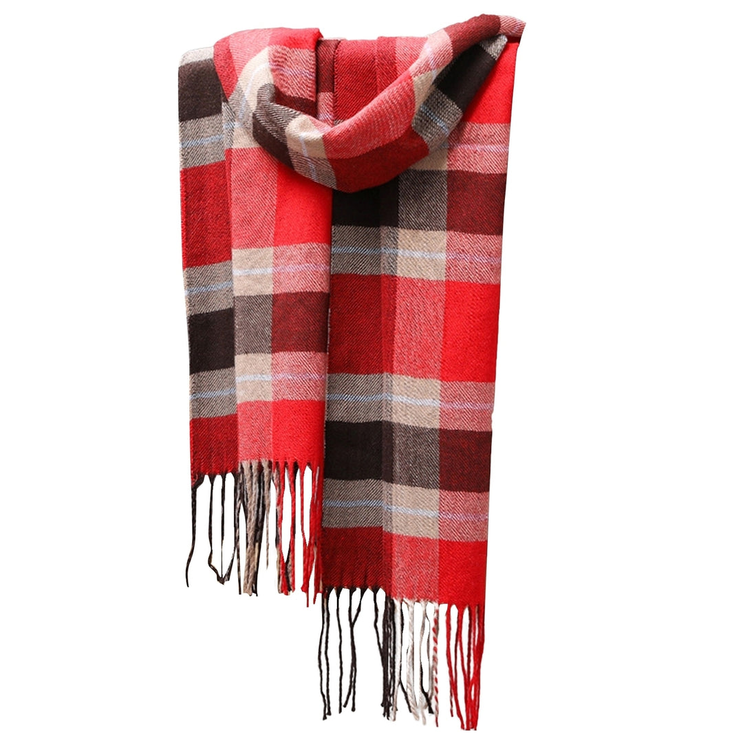 Autumn Winter Men Scarf Plaid Tassels Thickened Imitation Cashmere British Style Long Scarf Daily Wear Image 4