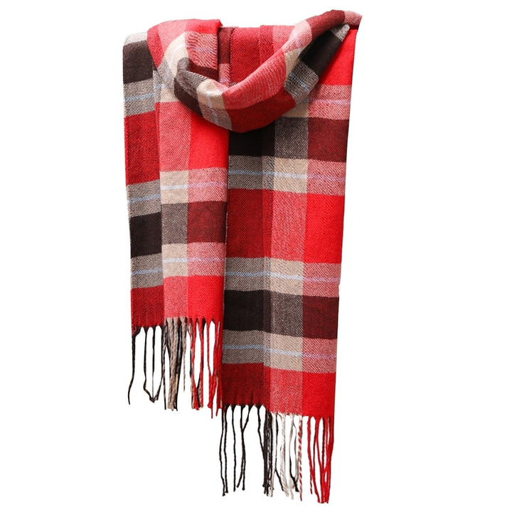 Autumn Winter Men Scarf Plaid Tassels Thickened Imitation Cashmere British Style Long Scarf Daily Wear Image 1