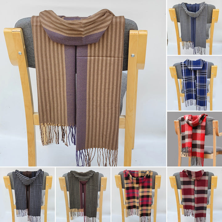 Autumn Winter Men Scarf Plaid Tassels Thickened Imitation Cashmere British Style Long Scarf Daily Wear Image 10