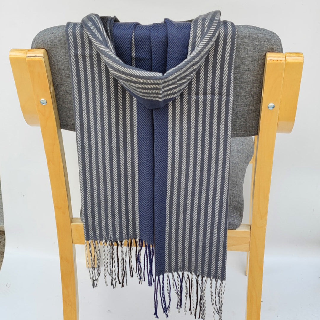 Autumn Winter Men Scarf Plaid Tassels Thickened Imitation Cashmere British Style Long Scarf Daily Wear Image 11