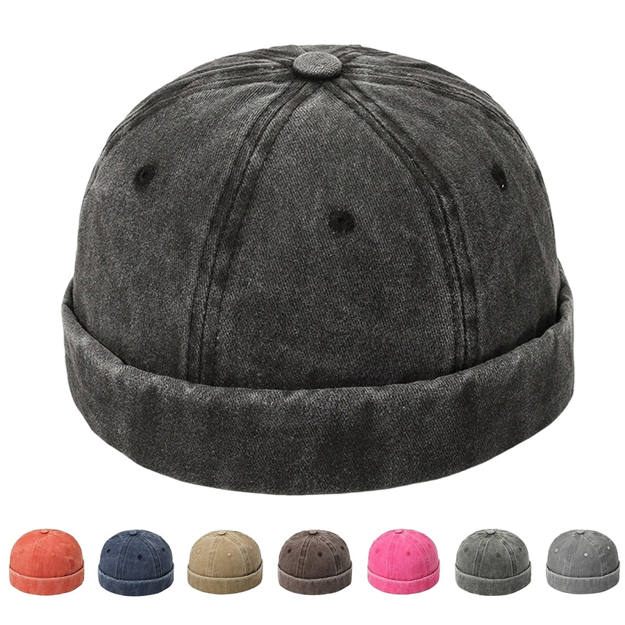 Docker Hat Solid Color Adjustable Breathable Brimless Lightweight Decorative Retro Four Seasons Sailor Hat Daily Hat Image 1