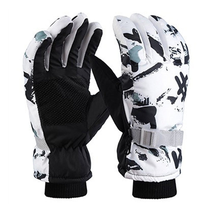 1 Pair Ski Gloves Touch Screen Thicken Plush Full Fingers Waterproof Windproof Shockproof Wrist Outdoor Cycling Gloves Image 1