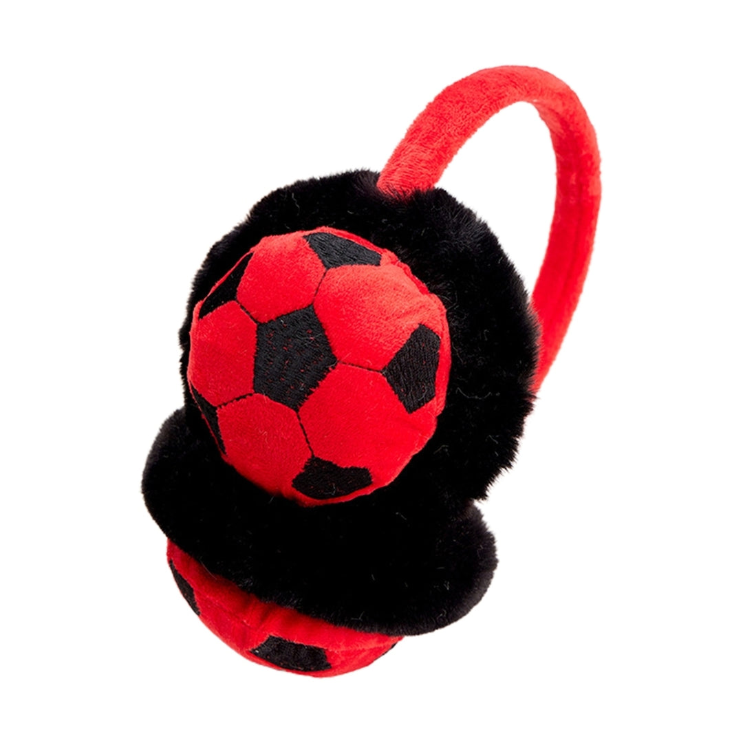 Plush Earmuff Stretchy Lovely Adjustable Anti-slip Soft Winter Wearing Lightweight Football Design Ear m*** Outdoor Image 3