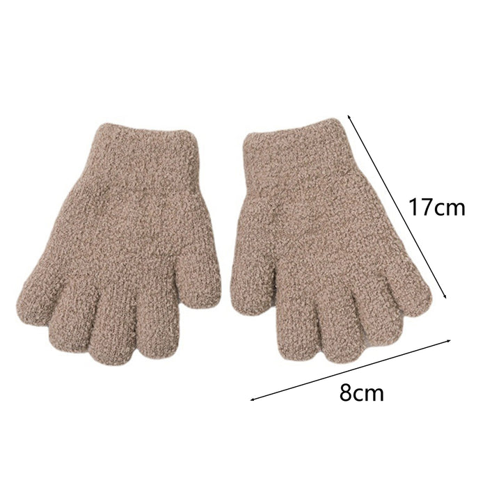1 Pair Children Winter Gloves Full Fingers Knitting Fleece Solid Color Anti-slip Keep Warm One Size Skiing Boys Girls Image 10