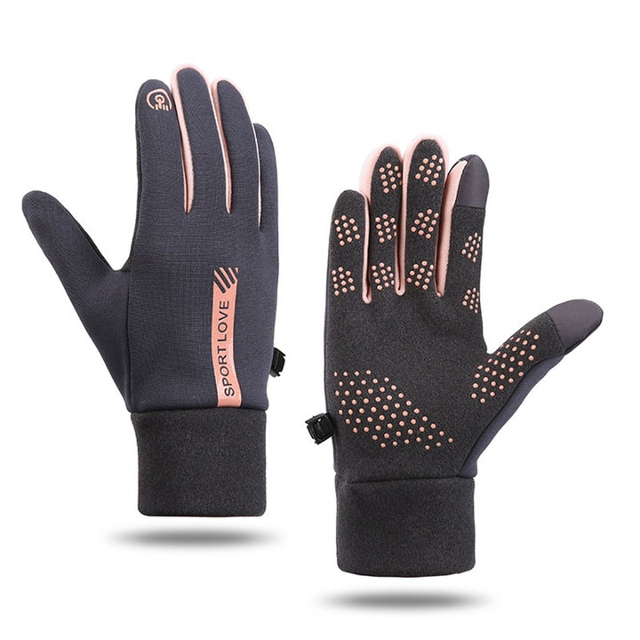 1 Pair Women Winter Gloves Touch Screen Windproof Thicken Unisex Full Fingers Keep Warm Particle Palm Elastic Wrist Image 1