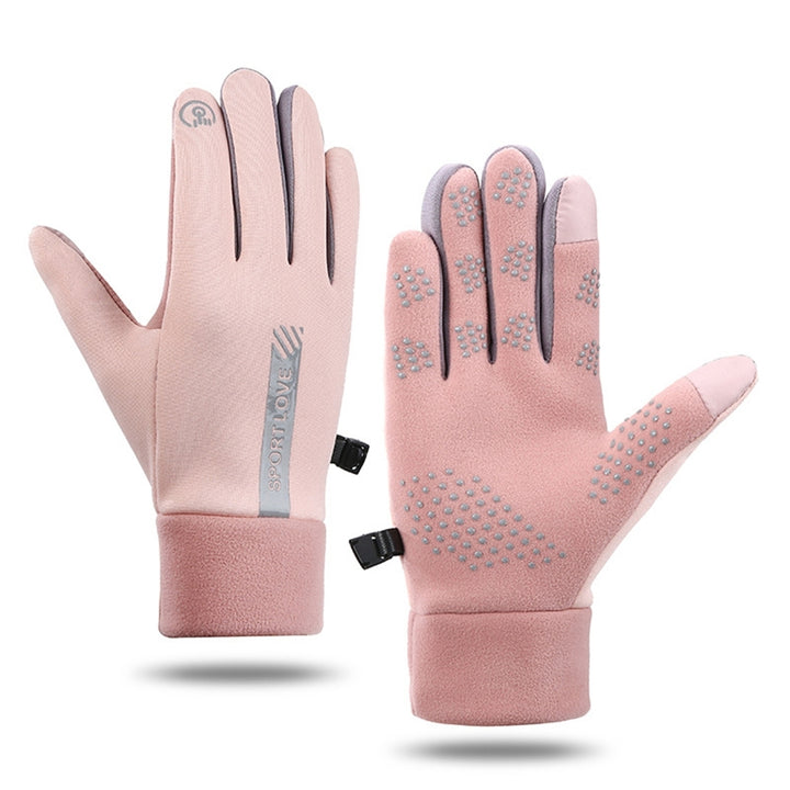 1 Pair Women Winter Gloves Touch Screen Windproof Thicken Unisex Full Fingers Keep Warm Particle Palm Elastic Wrist Image 4