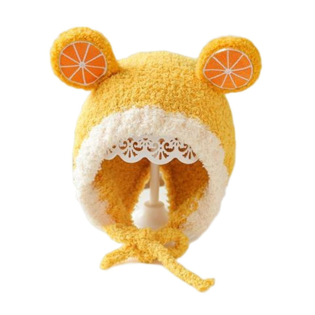 Children Hat Ultra Soft Windproof Rope Keep Warm Contrast Color Newborn Toddler Cartoon Bear Earflap Knitted Beanie Baby Image 1