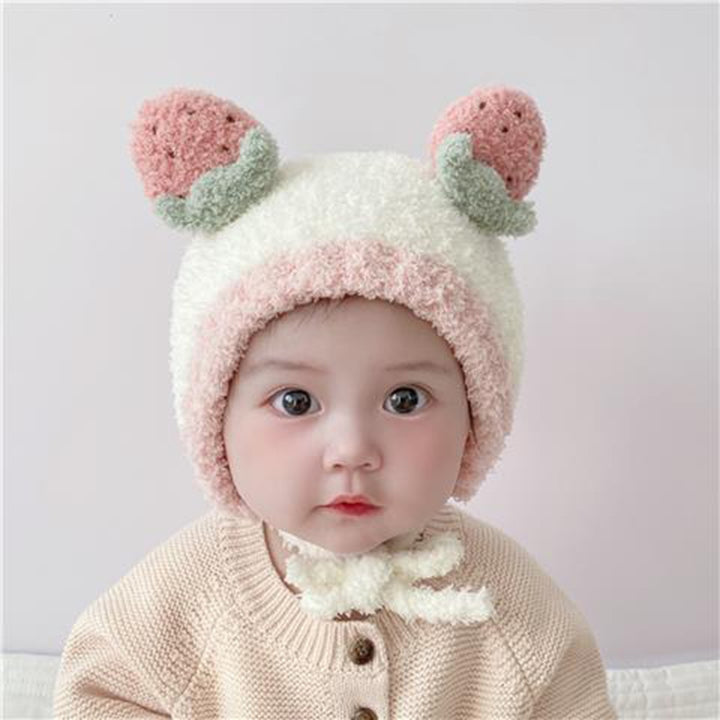 Children Hat Ultra Soft Windproof Rope Keep Warm Contrast Color Newborn Toddler Cartoon Bear Earflap Knitted Beanie Baby Image 9