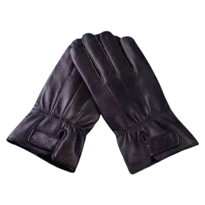 1 Pair Men Women Gloves Thicken Plush Lining Non-slip Solid Color Winter Faux Leather Full Finger Gloves Riding Supplies Image 4