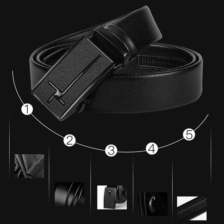 Men Belt Solid Color Automatic Buckle Matte Anti Scratch Faux Leather Single Circle Adjustable Business Belt Clothes Image 12