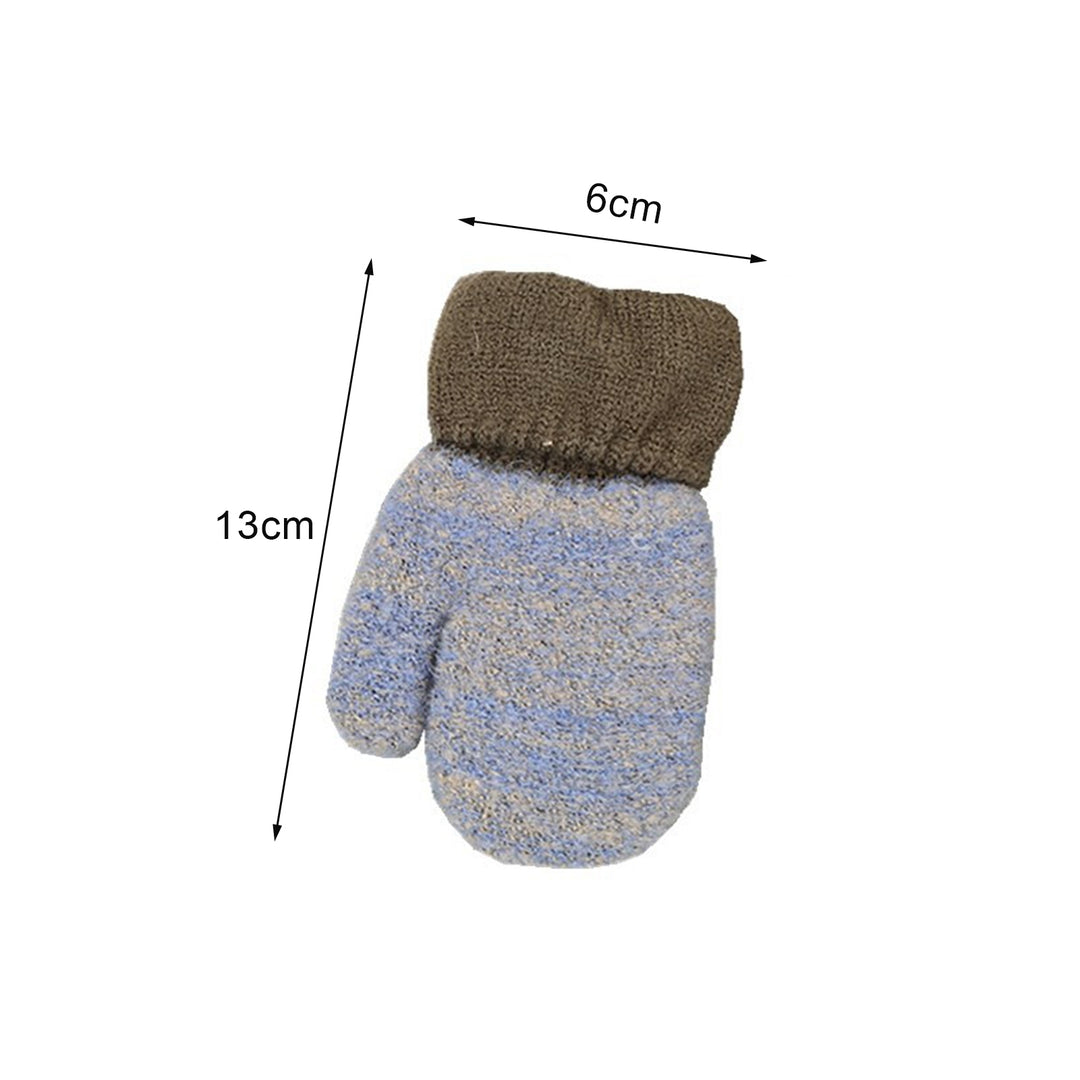 1 Pair Thickened Fleece Lining Winter Gloves with Anti-lost Rope Patchwork Color Baby Double Layer Knitting Mittens Image 11