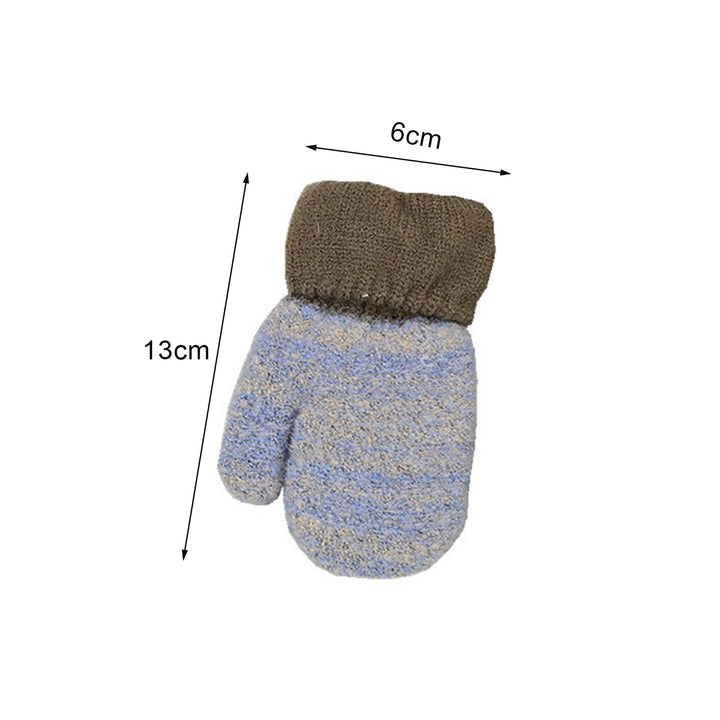 1 Pair Thickened Fleece Lining Winter Gloves with Anti-lost Rope Patchwork Color Baby Double Layer Knitting Mittens Image 11
