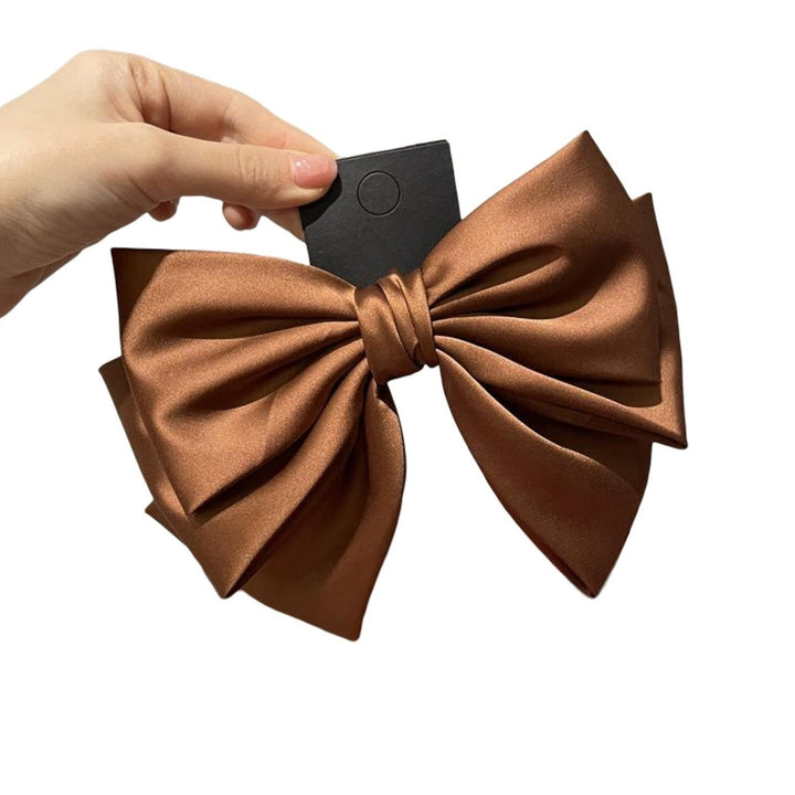 Hair Barrette Three-layered Big Bow-knot Princess Style Headgear Non-Slip Hair Decoration Solid Color Exquisite Image 4