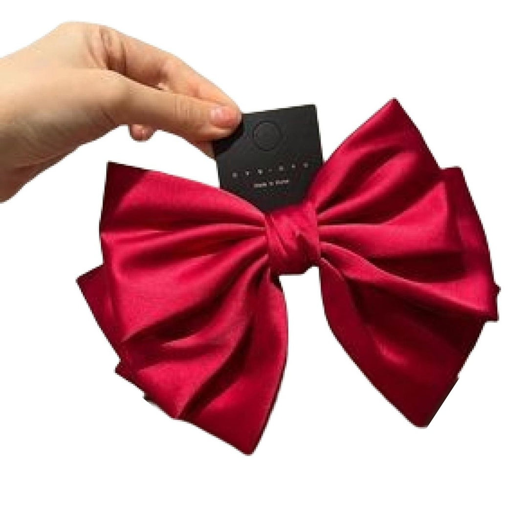 Hair Barrette Three-layered Big Bow-knot Princess Style Headgear Non-Slip Hair Decoration Solid Color Exquisite Image 1