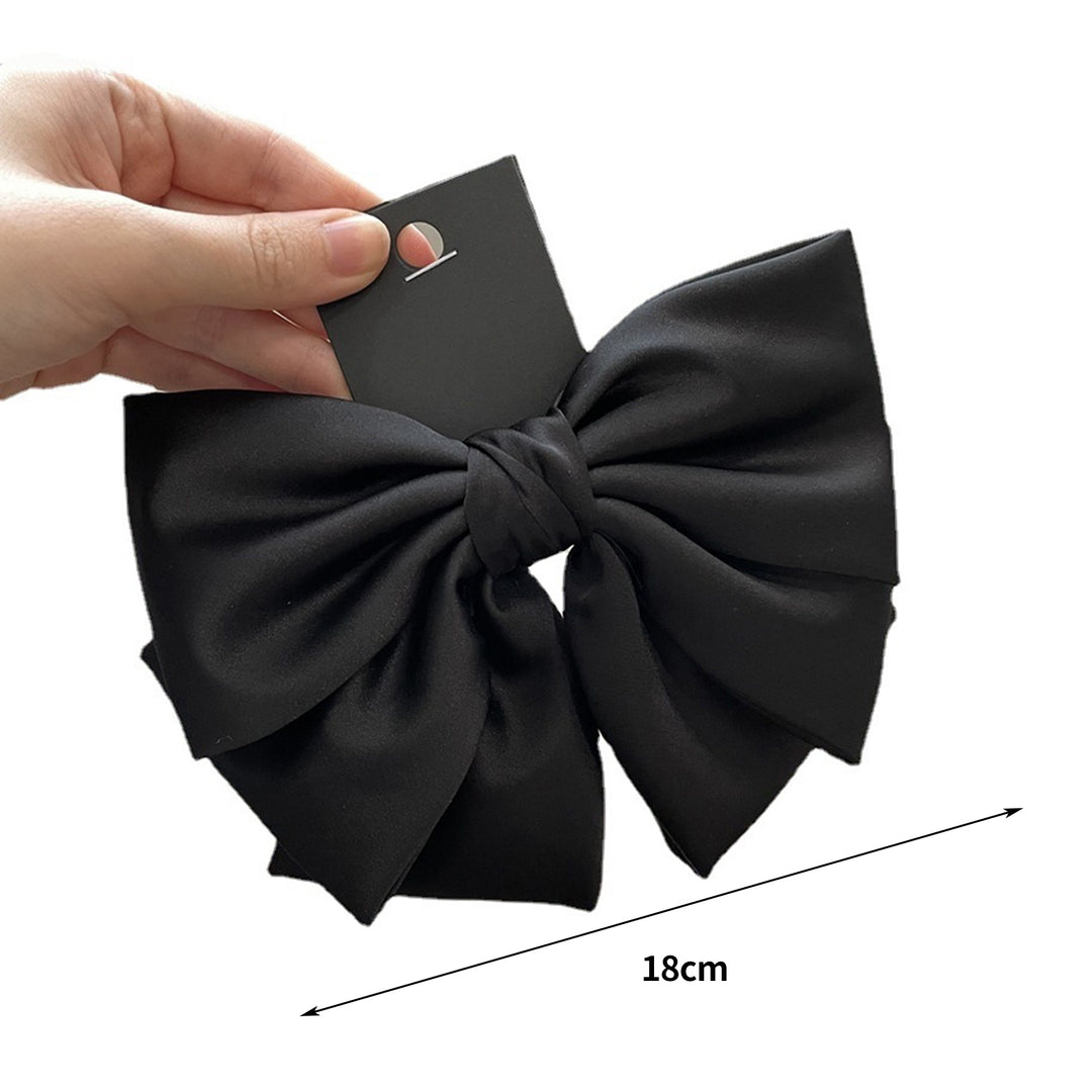 Hair Barrette Three-layered Big Bow-knot Princess Style Headgear Non-Slip Hair Decoration Solid Color Exquisite Image 9